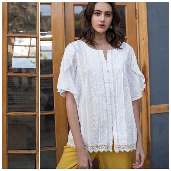 POL Touch of Lace Feminine Woven Top - Picture 5 of 9